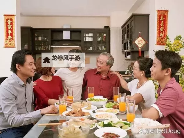 温馨时光:坐着吃饭还连在一起的家庭温情图1